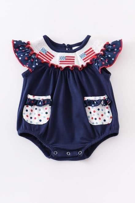 American flag polka dot romper