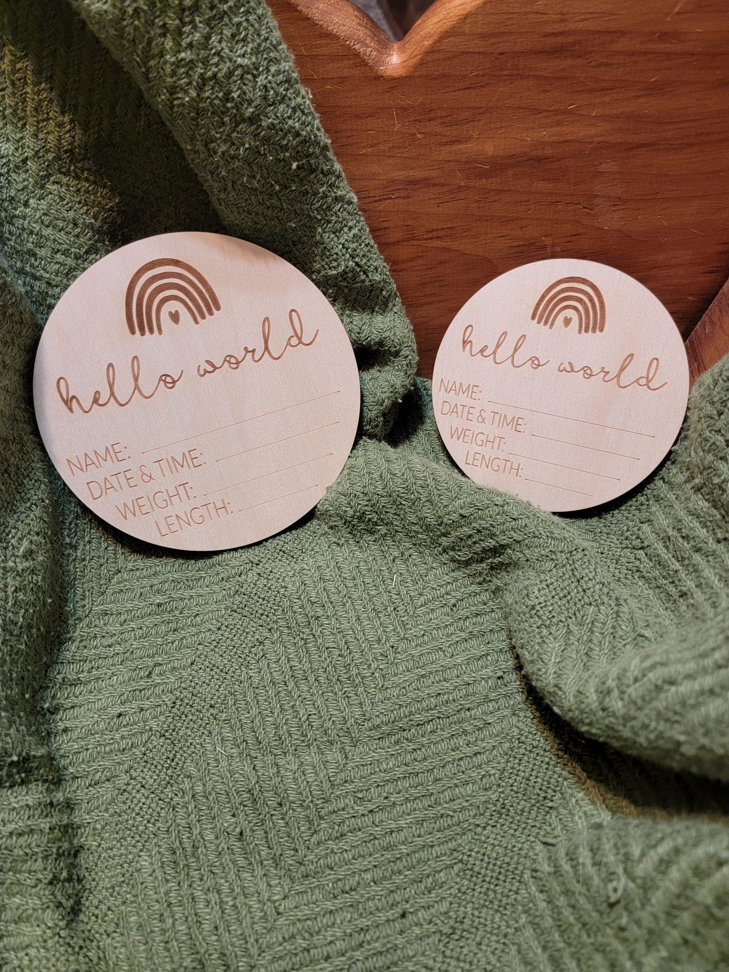 5" Hello world rainbow wooden sign