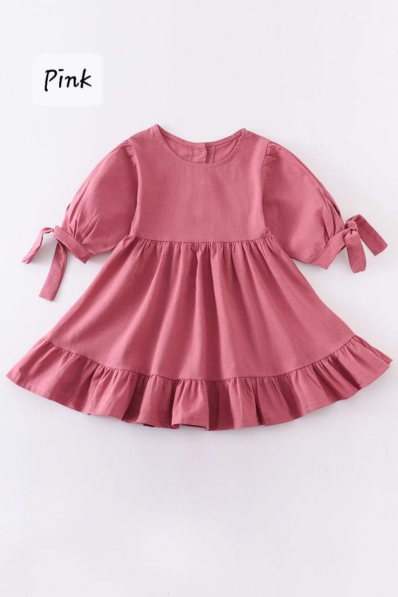 Pink ruffle bow dress