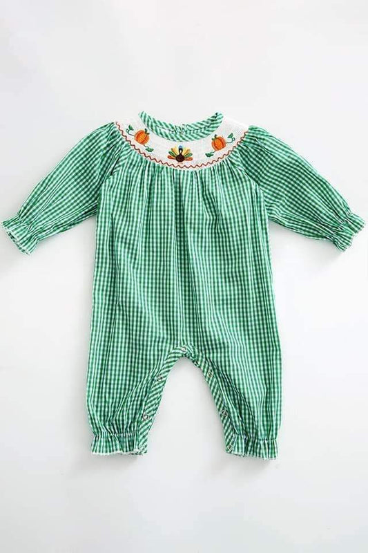 Green Pumpkin and turkey romper