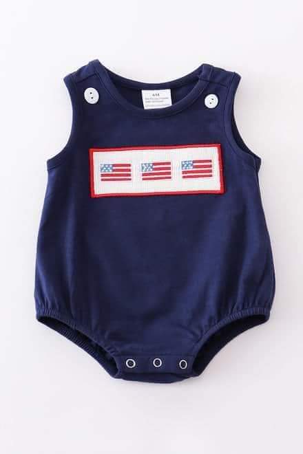 American flag boy romper