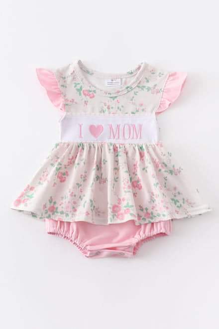 Pink I Love Mom sibling set
