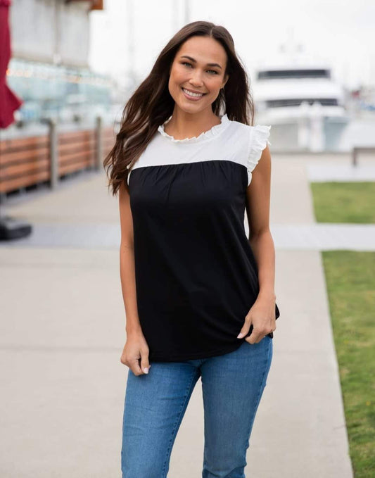 Po black colorblock shirt