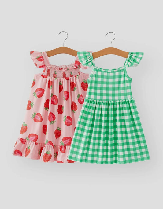 Strawberry Plaid Dress 2 piece set