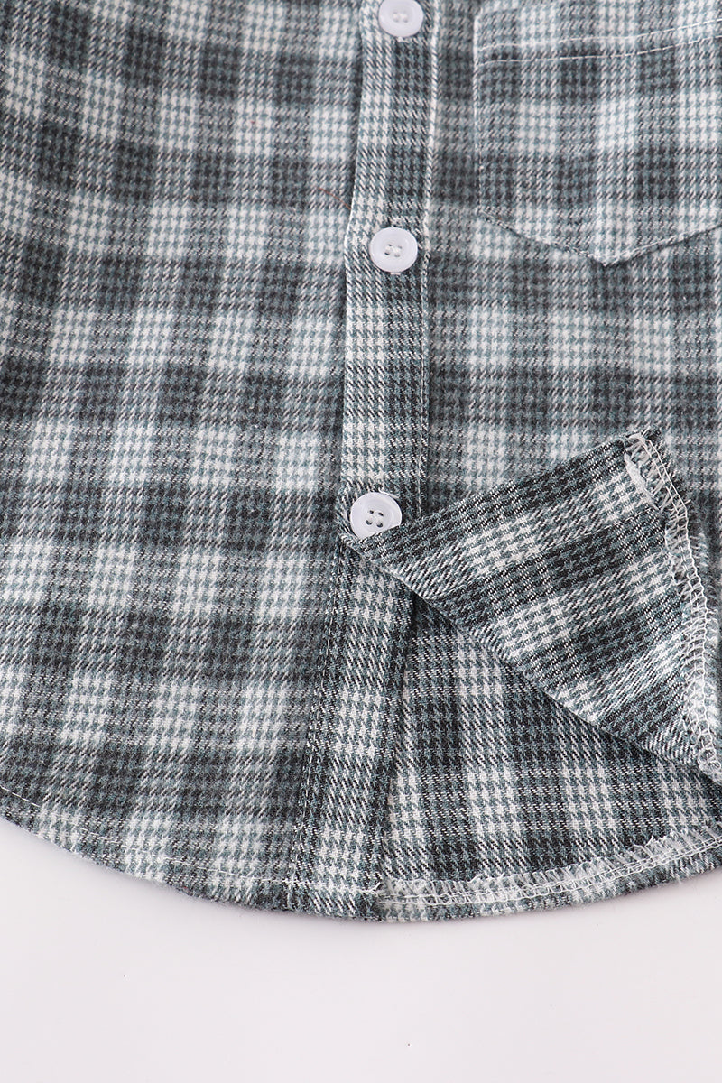 Green plaid button down