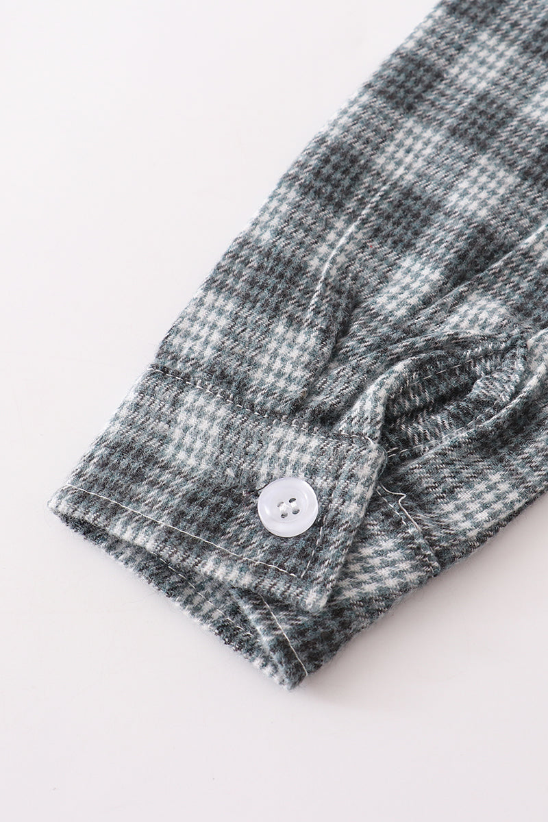 Green plaid button down