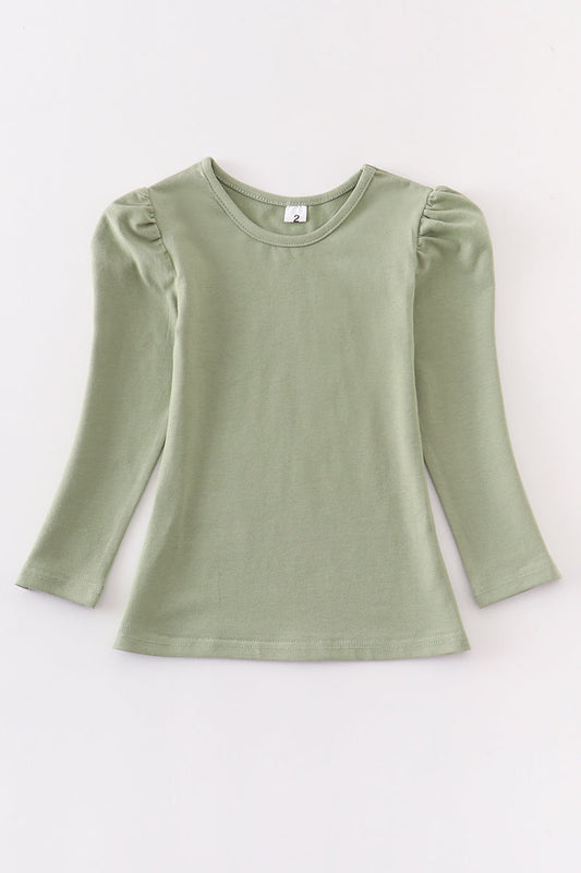 Sage puff sleeve top
