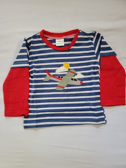 Blue striped airplane shirt