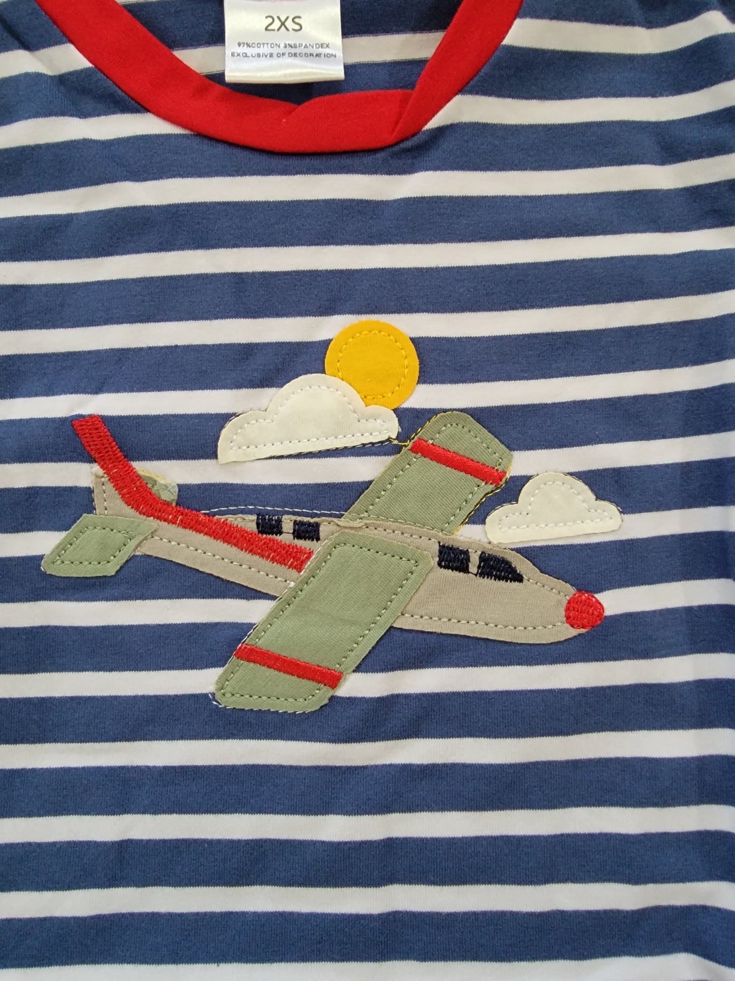 Blue striped airplane shirt
