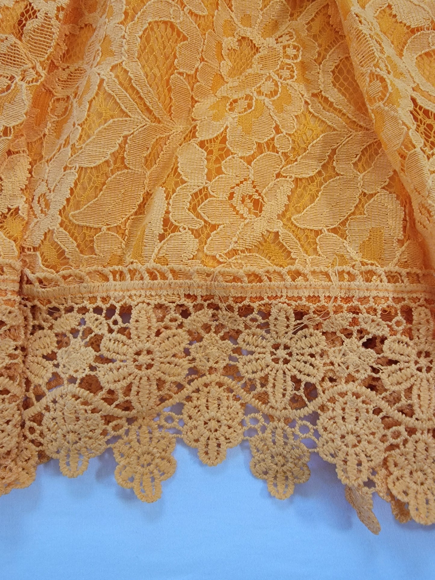 Mustard lace ruffle dress