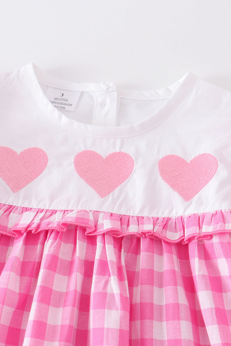 Pink plaid heart ruffle dress