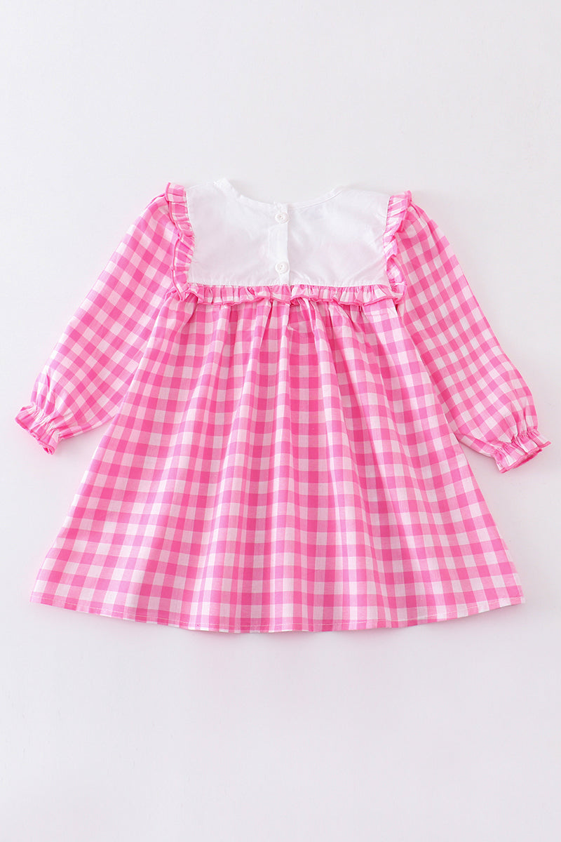 Pink plaid heart ruffle dress
