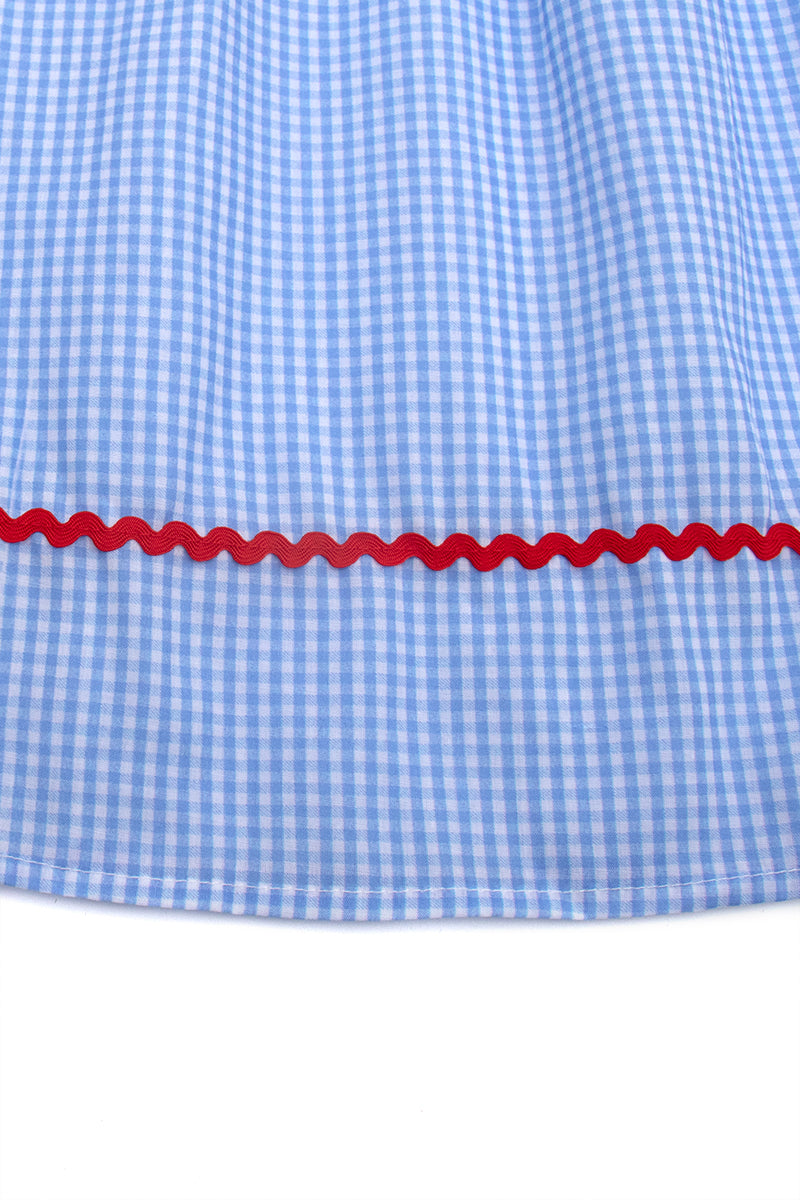 Blue stripe lobster smocked dress
