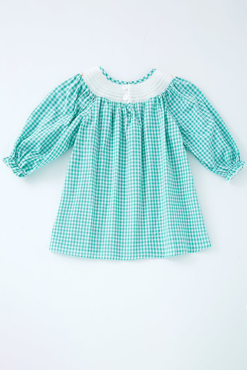 Green plaid Turkey smocked dress