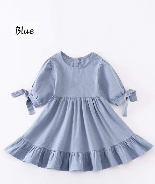 Blue ruffle bow dress