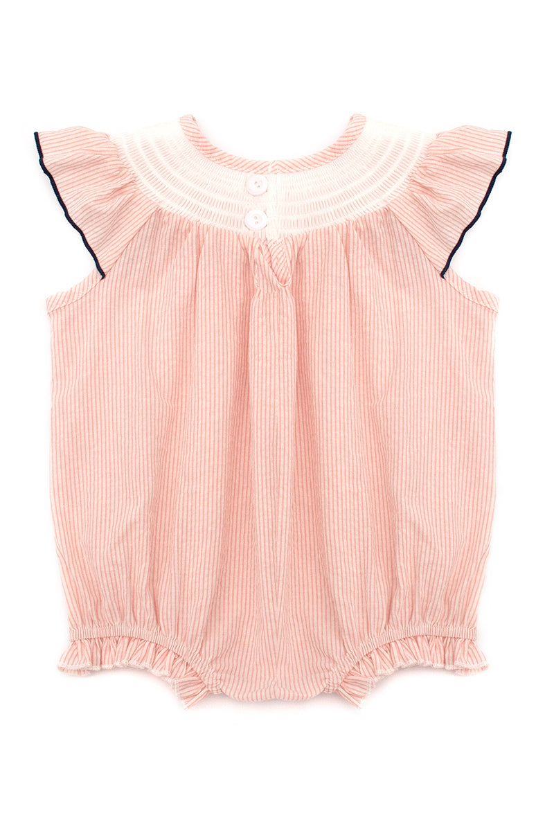 Pink sailboat smocked romper