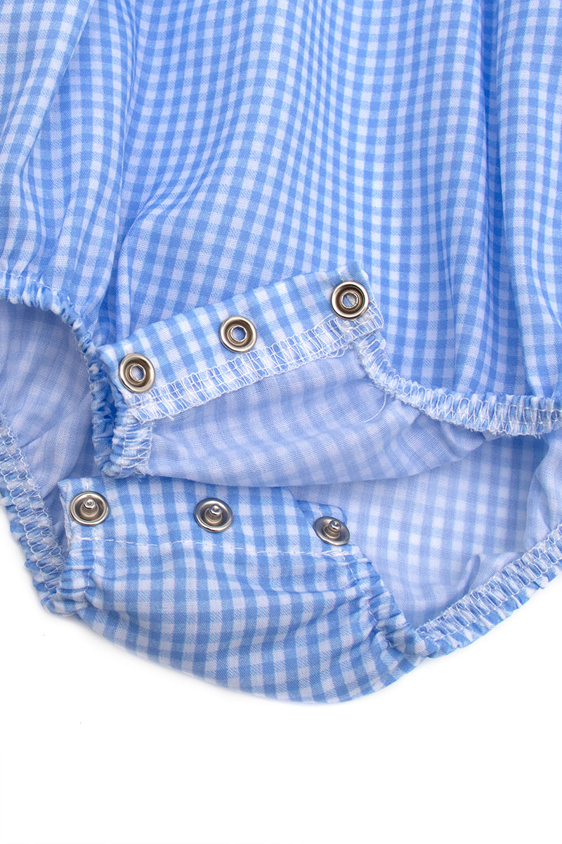 Blue stripe lobster smocked romper