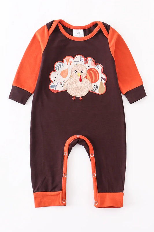 Turkey applique baby romper