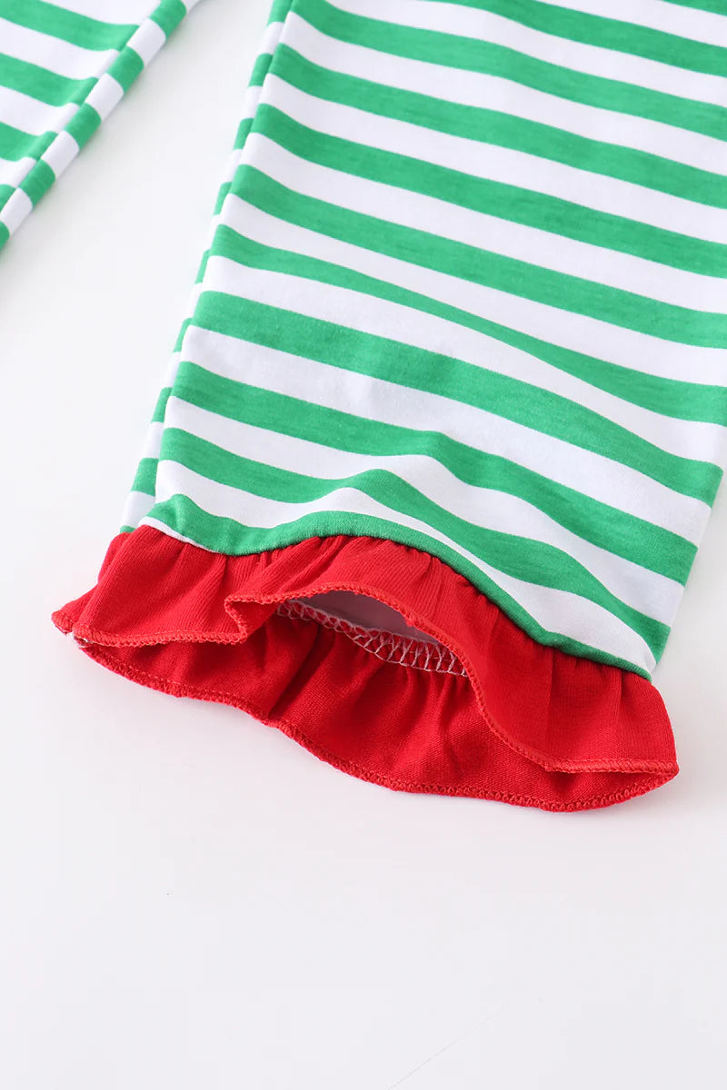 Green Santa Applique Pants Set