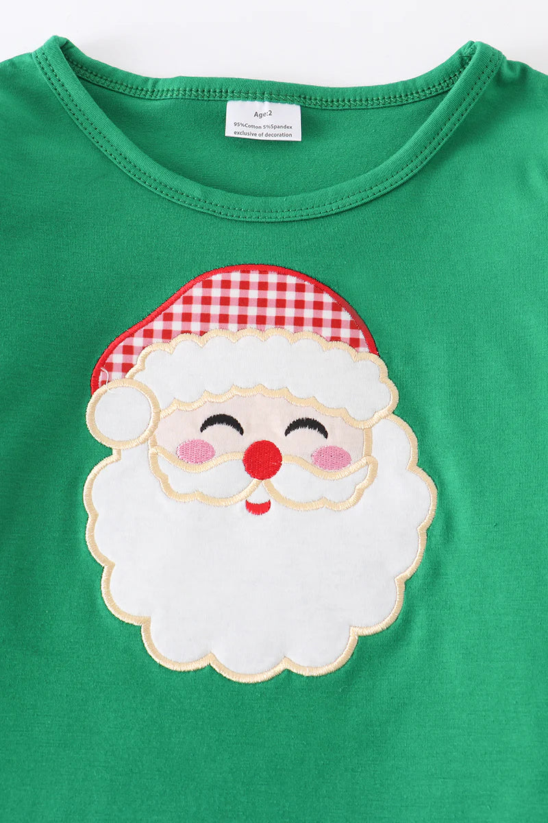 Green Santa Applique Pants Set